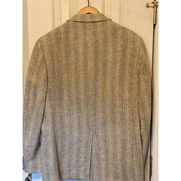 Egon Von Furstenberg Beige Tan Wool TweedBlazer 2 Button Men's 44R Vintage